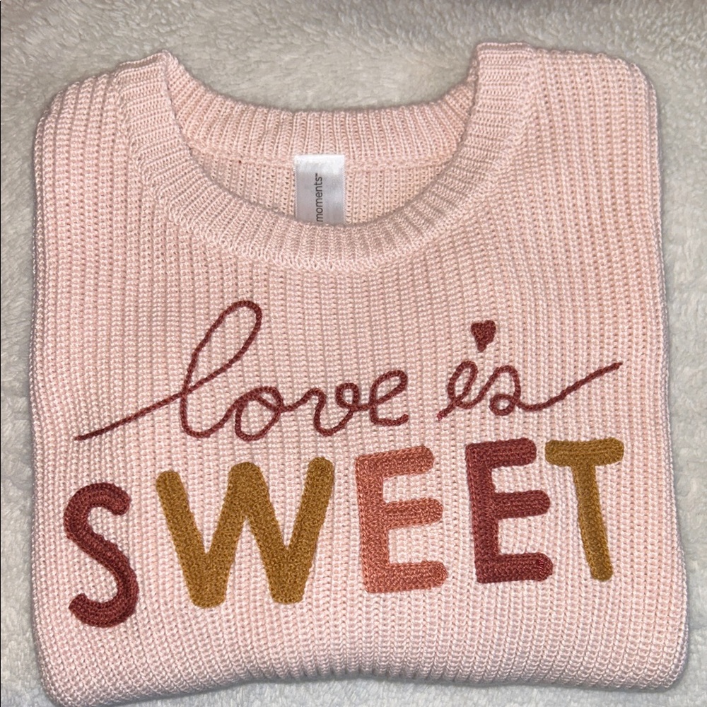 Modern Moments Peach Knit 'Love Is Sweet' Crewneck Sweater